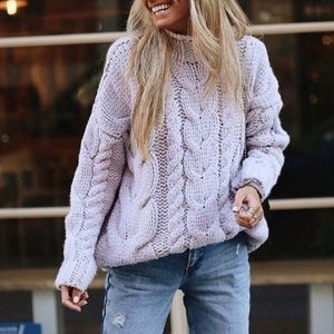 Zara Lilac Chunky Knit Sweater 